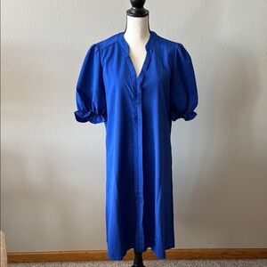 Vibrant Blue V-Neck Dress